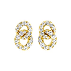 18K Diamond Curb Link Earrings